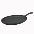 Pre-Seasoned Oval Cast Iron Skillet Fajita Pan with Handle